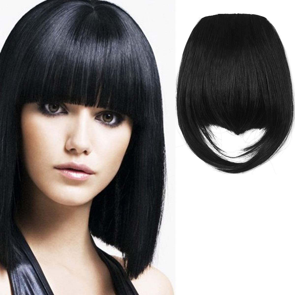 Remy Clipin Thick Blunt Bang Hair Extensions with One Piece Clip