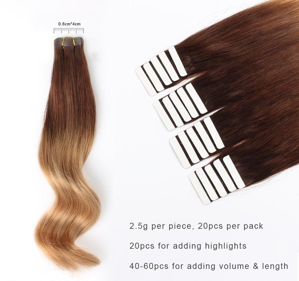 Straight Roots Wavy Ends Ombre Tape-in Hair Extensions | Burma Hair Factory