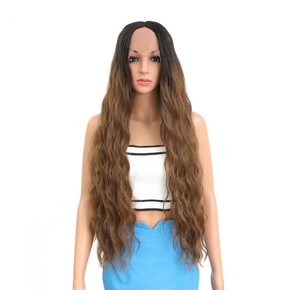 Ombre Brown long deep wave Lace front wigs 