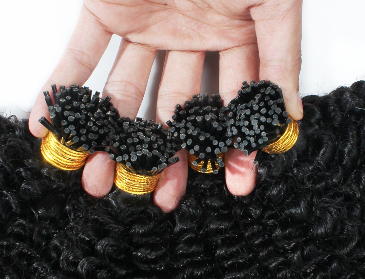 Kinky Curly I-tip Keratin Hair Extensions