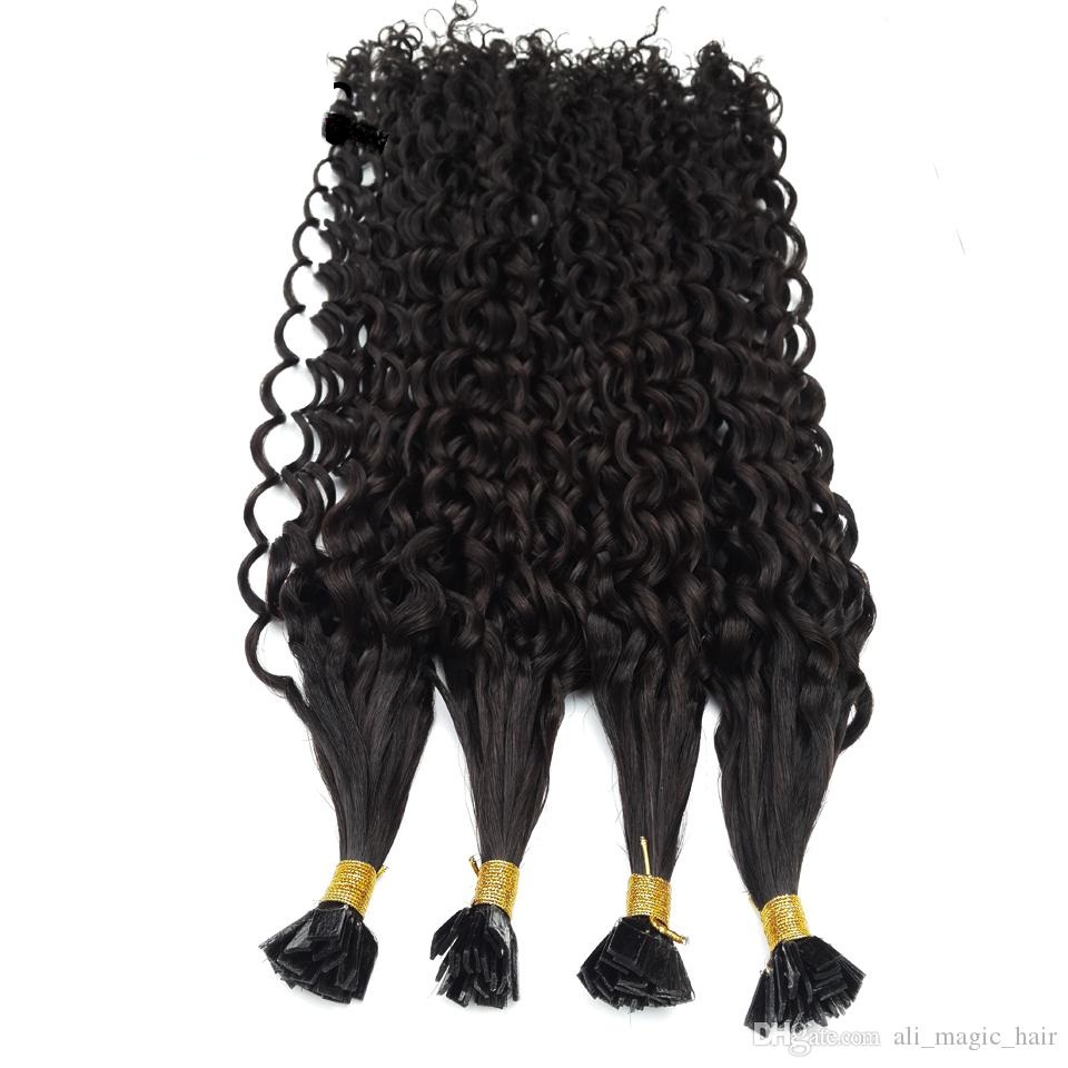 Flat Keratin Tip Curly Hair Extensions 100 Cambodian Human Hair