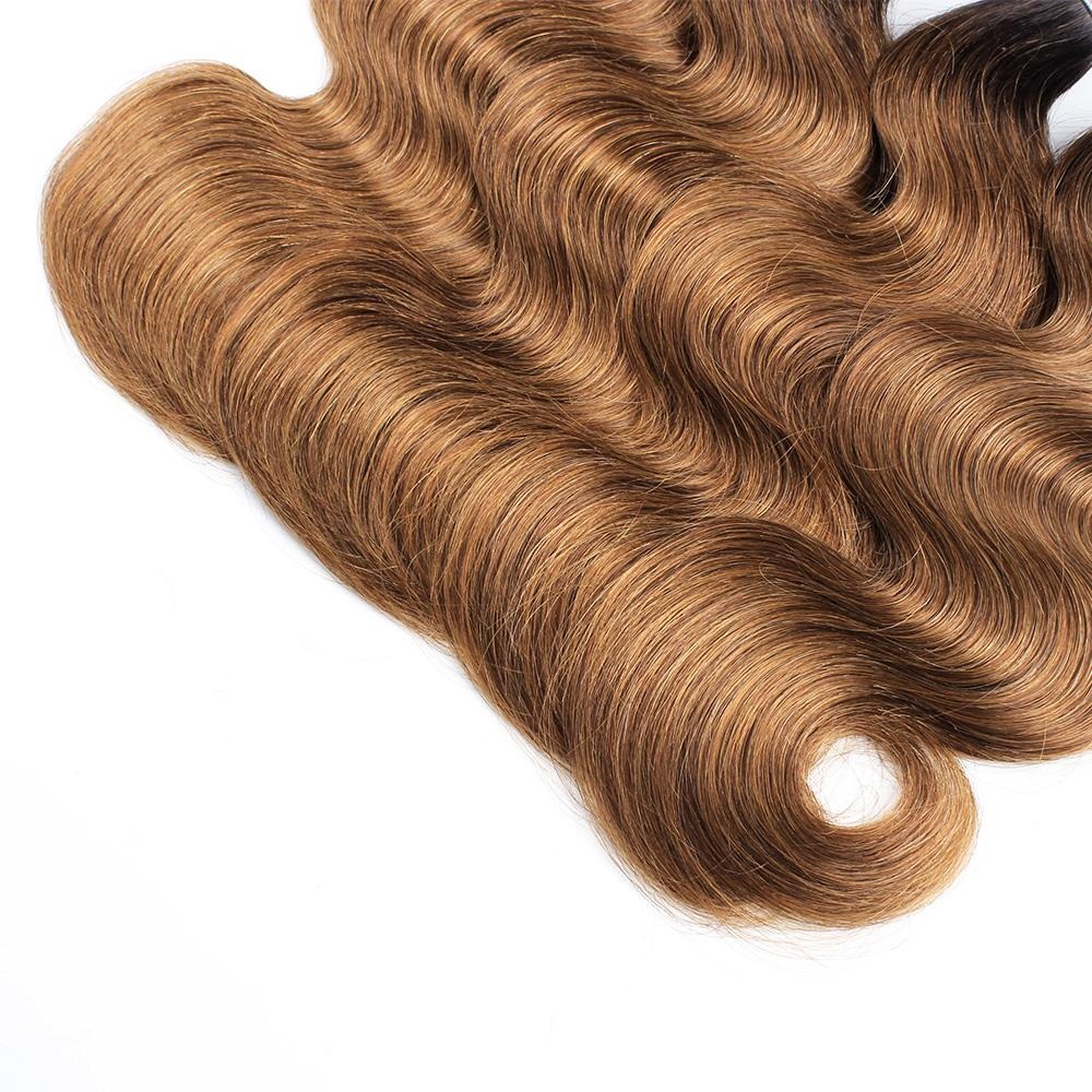 Body wavy ombre brown weft hair ends