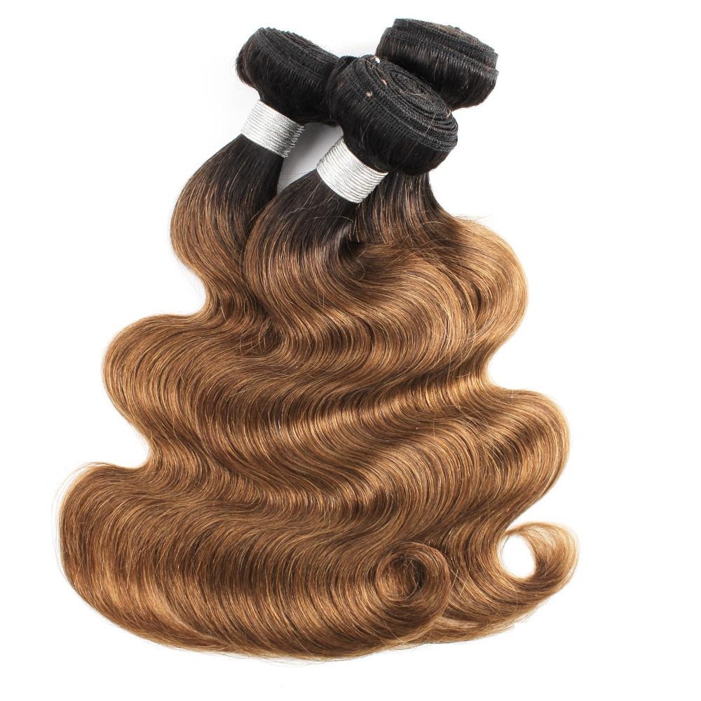 Body wavy ombre brown weft hair texture