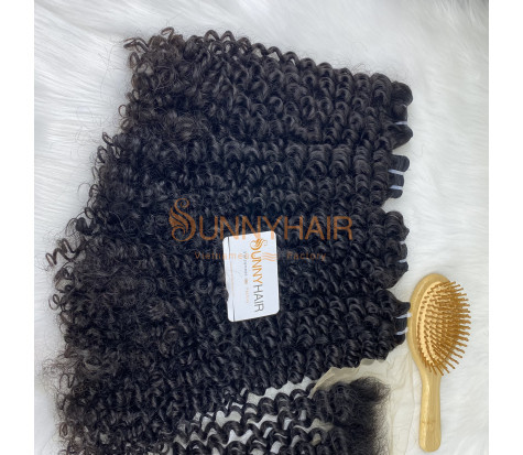 Burmese Kinky Curly 100% Virgin Double Weft Hair with Natural Black Color for Black Women