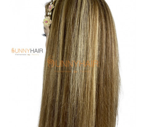 Hot Color Balayage Bone Straight Human Hair Wig | Vietnam Hair Factory