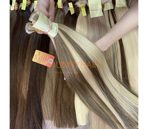 Hot Color Blonde Balayage Bone Straight Human Hair Wig | Vietnam Hair Factory