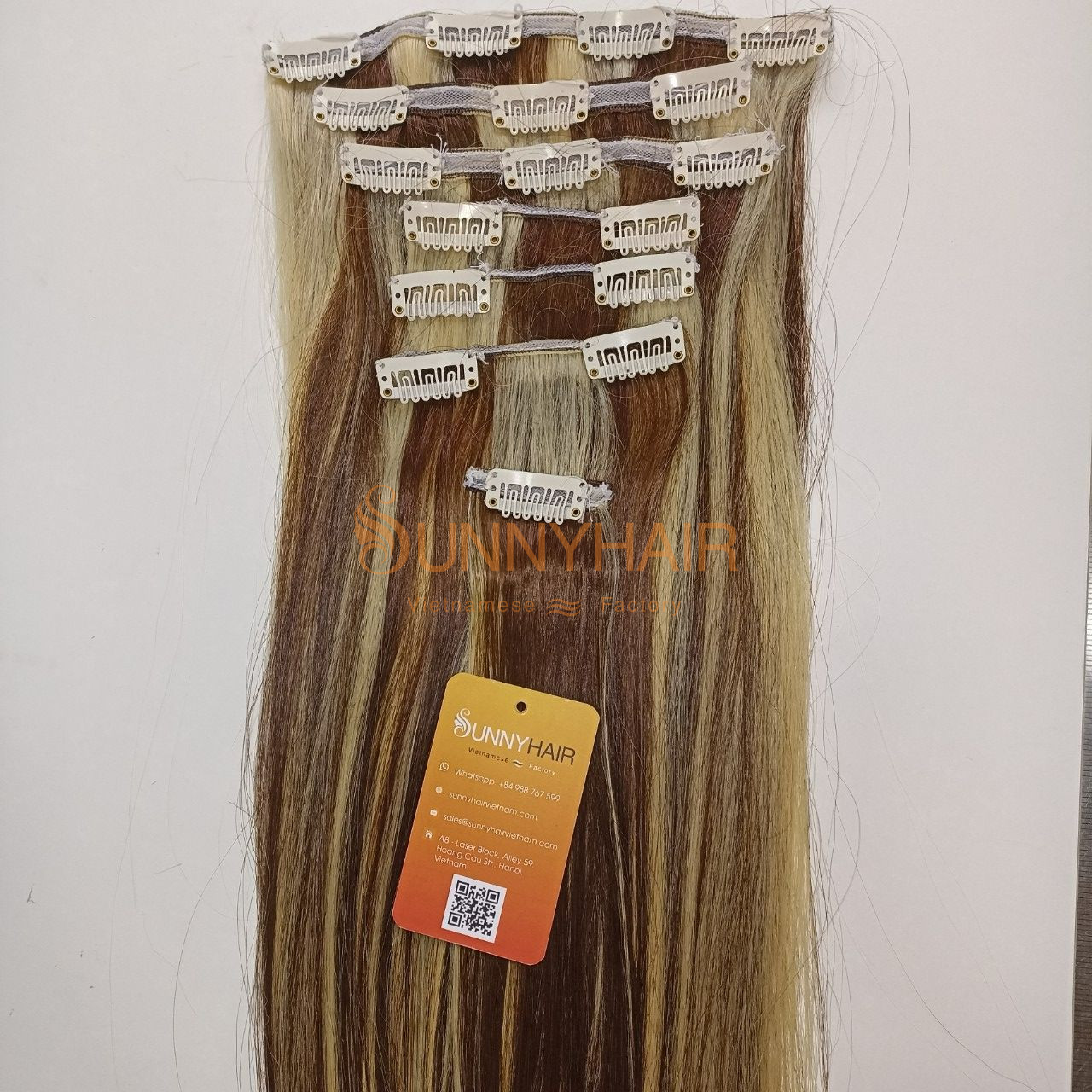 Top Hot Color Clip-in Straight Hair Extensions 100% Virgin Vietnamese Natural Hair