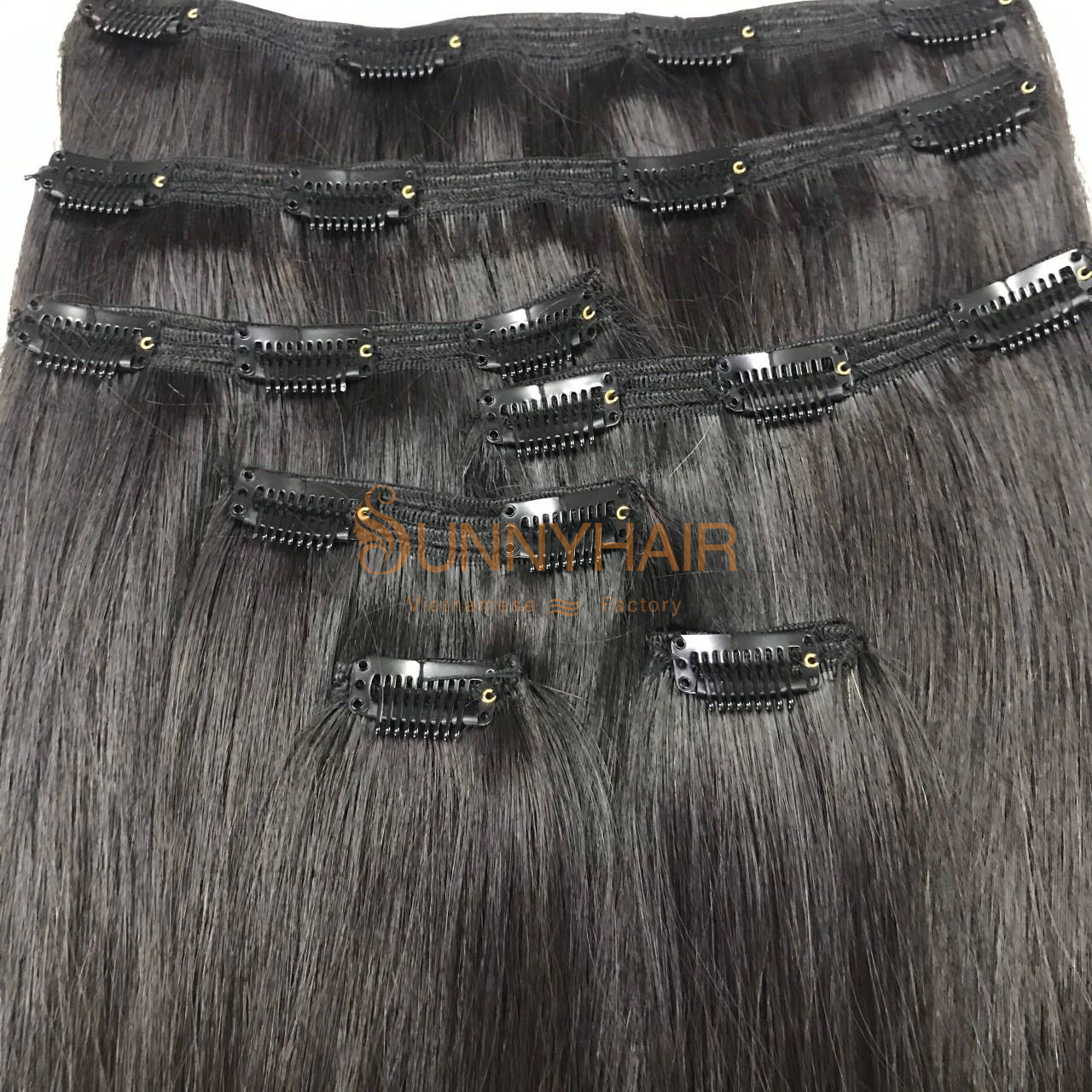 Top Hot Color Clip-in Straight Hair Extensions 100% Virgin Vietnamese Natural Hair