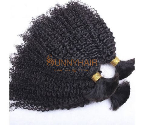 Hot Trend Black Color Peruvian Kinky Curly Bulk Hair 100% Human Unweft Hair
