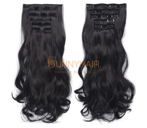 Hot Style Wavy Remy Clip-in Vietnamese Human Hair Extensions 6Pcs/Set Hairpiece