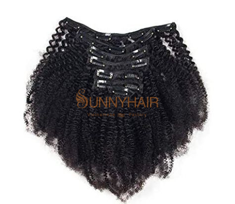 12"-18" Afro Kinky Curly Clip-in Human Hair 7Pcs/set Vietnamese Remy Hair Extensions