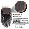 Cheap Brazilian Kinky Curly Closure Hair For Sale 130% Density Human Hair Extension 4"X4" Free Part Lace Closure