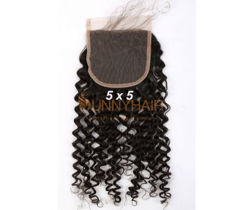 Wholesale Price 5x5 Deep Curly Wave Hair Lace Closure 100% Cambodian Virgin Hair