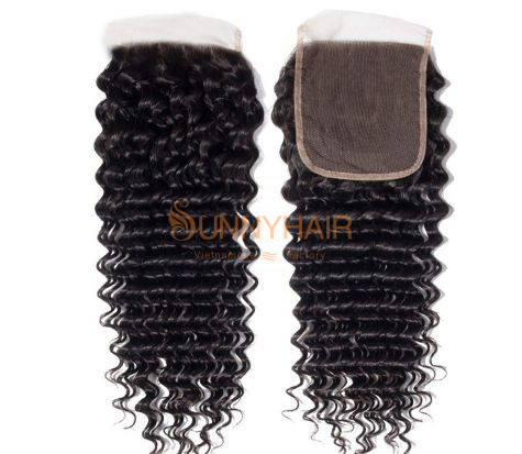 Wholesale Price 5x5 Deep Curly Wave Hair Lace Closure 100% Cambodian Virgin Hair
