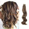 Pre-Taped Straight Roots Wavy Ends Balayage Tape in Remy Burmese Human Hair Skin Weft Two Toned Dark Brown Fading into Dark Dirty Blonde