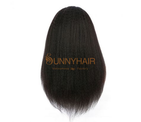 Vietnam Wholesale 100% Virgin Hair Kinky Straight Lace Front Wigs For Brazilian and African Women Natural Color