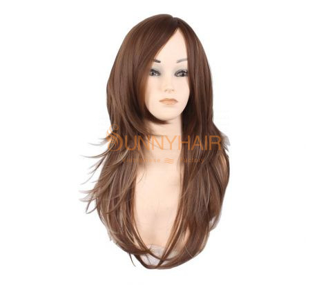 Hot Layer style Long Straight Lace Front Wig Mixed Color Vietnamese Hair Wigs