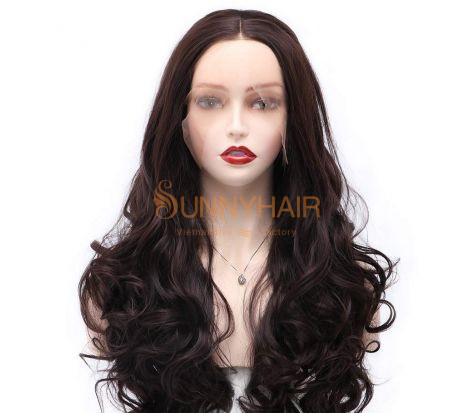 Sunny Hair Lace Front Wigs 100% Vietnam Human Hair Long Body Wave with Natural Dark Colors