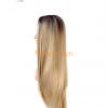 Fashion Ombre Blonde Wigs Dark Brown Root Mixed Burmese Human Long Straight Lace Front Wigs