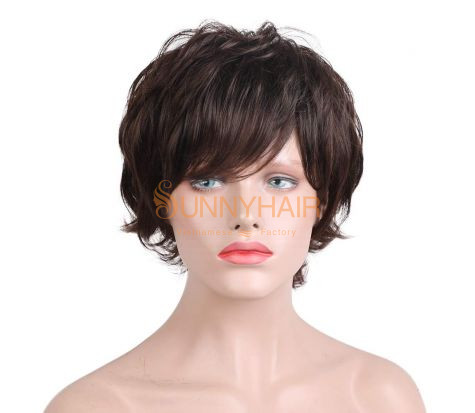Natural Short Wigs for Women with Natural Colors Natural Black Dark Brown Auburn 10”-12” Cambodia Hair Supplier