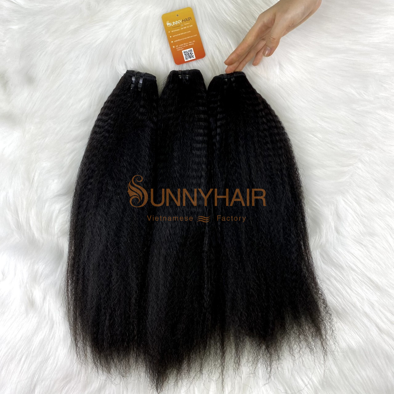 Sunny Hair Kinky Curly Clip-in Hair Extensions 100% Original Vietnamese Remy with Natural Black Color