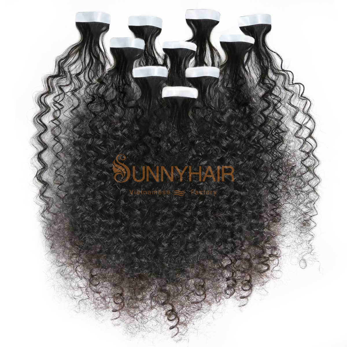 Kinky Curly Tape in Hair Extension 100% Virgin Human Hair Vietnam