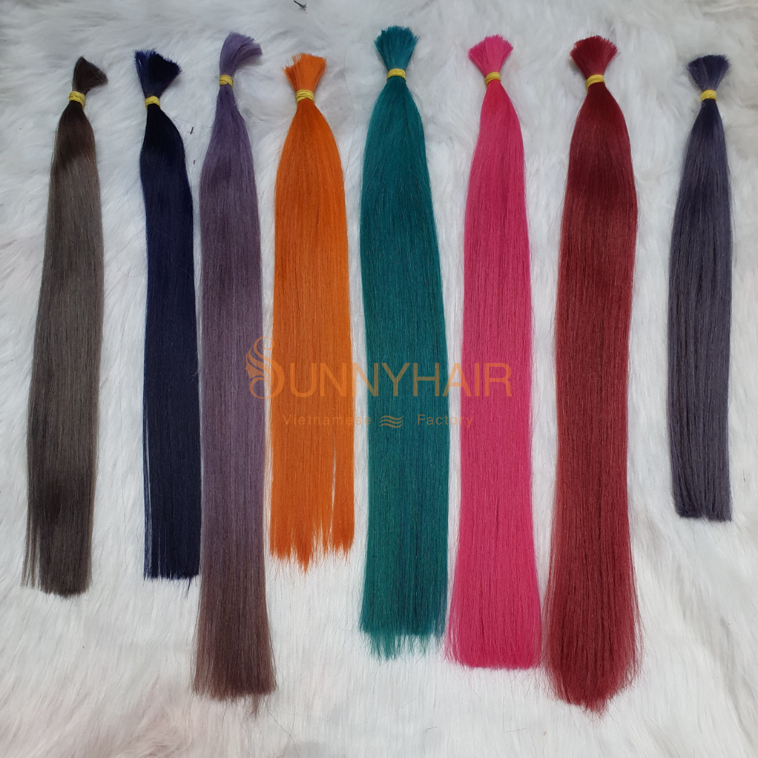 Best Wholesale Prices of 100% Virgin Straight Single Drawn Bulk Hair with Many Colors from Vietnam Hair Manufacturer