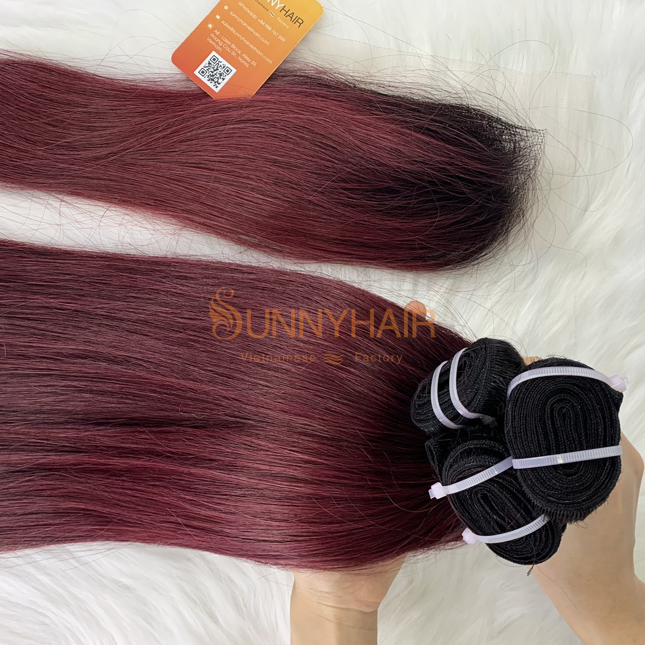 Hot Combo Ombre Color Human Hair Bundles Virgin Vietnamese Straight Hair Short Bob 50g/bundle 10 12 14 Inch 4 Double Weft Hair Bundles/set 1 Lace Closure