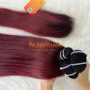 100% Remy Human Hair Machine Weft Straight Burgundy Customized Color Long-lasting Cambodia Hair Vendor