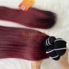 100% Remy Human Hair Machine Weft Straight Burgundy Customized Color Long-lasting Cambodia Hair Vendor