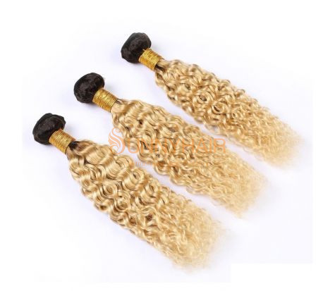 Wholesale Malaysia Hair Extensions Ombre Blonde Dark Root Water Wave Double Weft Hair