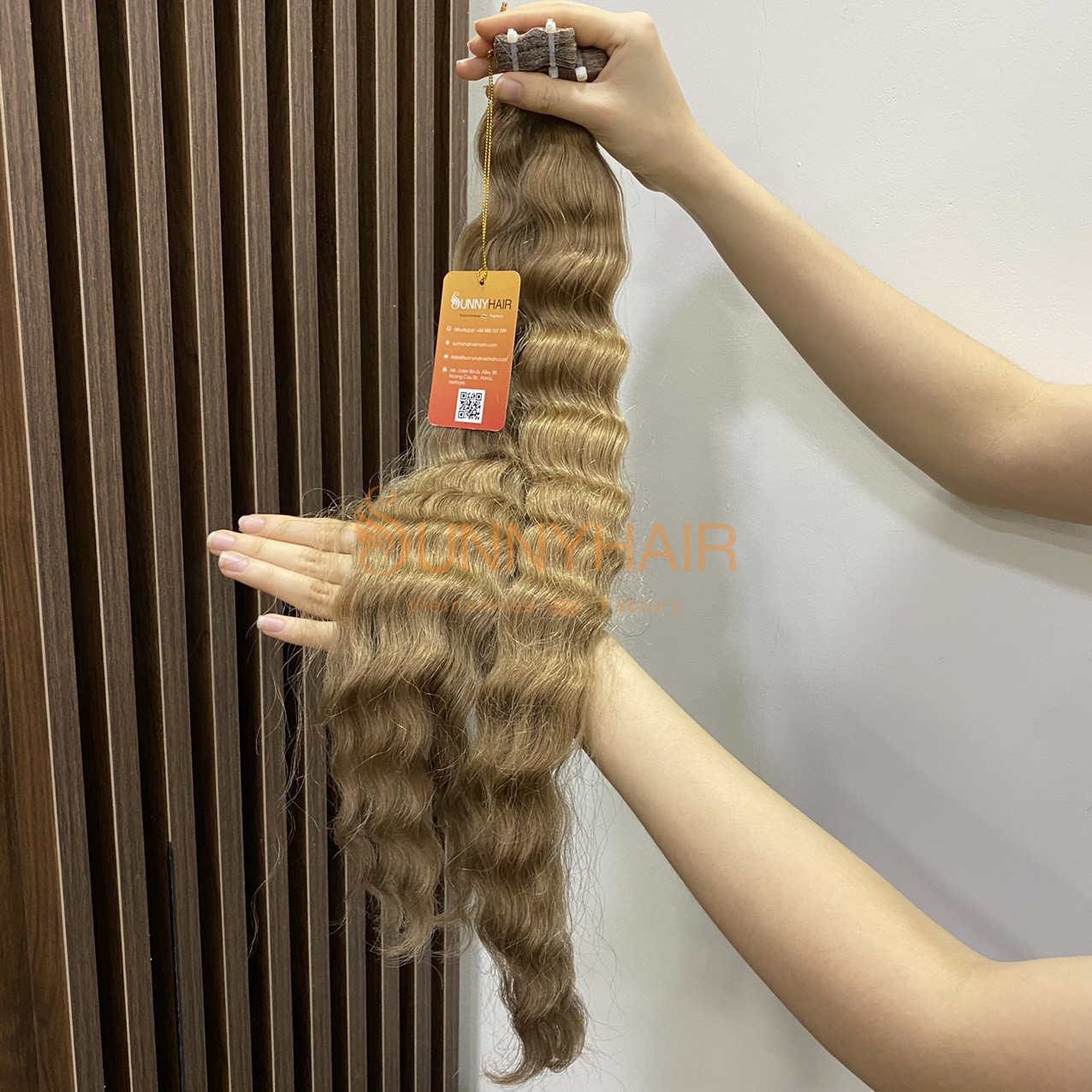 Premium Curly Tape in Hair Extensions Virgin Human Hair from Vietnam Hair Factory