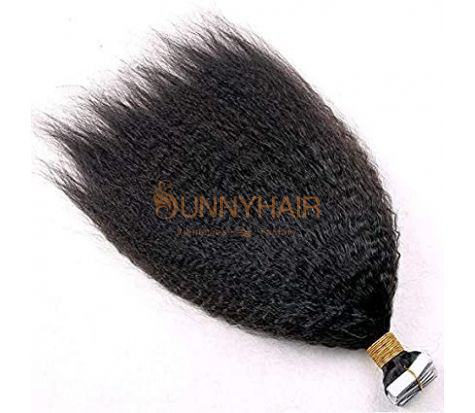 Black Kinky Straight Tape in Hair Extensions 100% Vietnam High Quality Remy Hair From One Donor