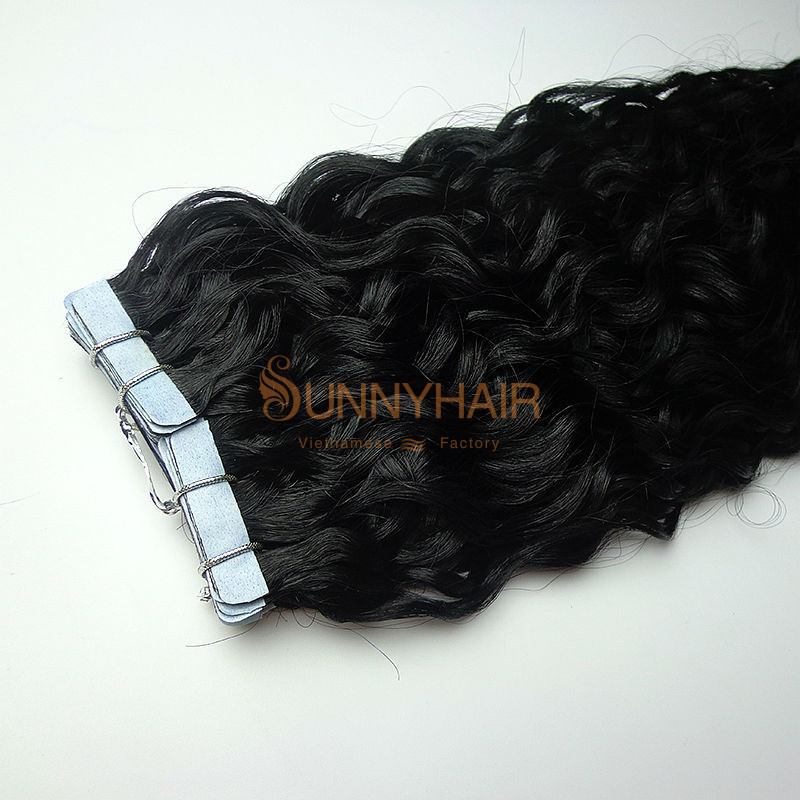 Kinky Curly Tape in Hair Extension 100% Virgin Human Hair Vietnam